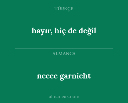 neeee garnicht - hayır, hiç de değil