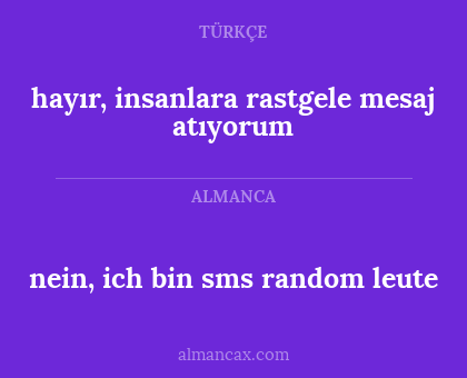 nein, ich bin sms random leute - hayır, insanlara rastgele mesaj atıyorum