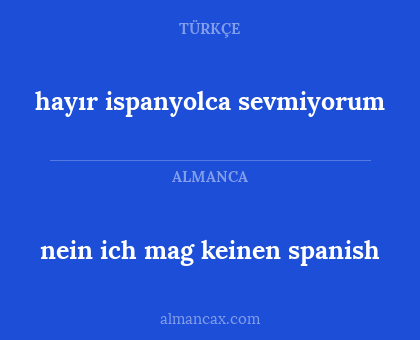 nein ich mag keinen spanish - hayır ispanyolca sevmiyorum