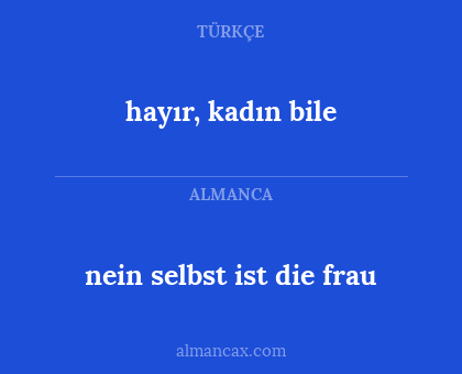 nein selbst ist die frau - hayır, kadın bile