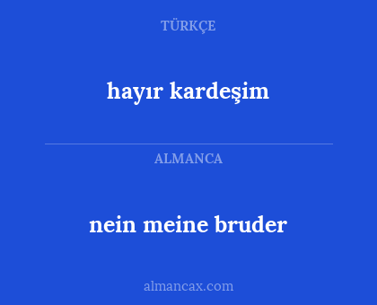 hayır kardeşim - nein meine bruder