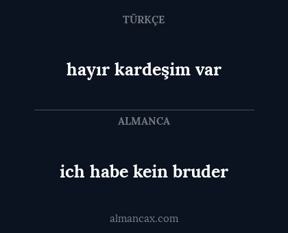 hayır kardeşim var - ich habe kein bruder