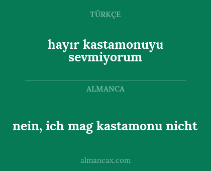 hayır kastamonuyu sevmiyorum - nein, ich mag kastamonu nicht