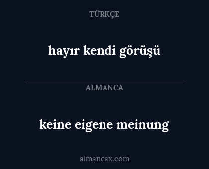 keine eigene meinung - hayır kendi görüşü