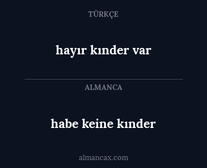 hayır kınder var - habe keine kınder
