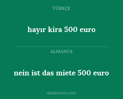 hayır kira 500 euro - nein ist das miete 500 euro