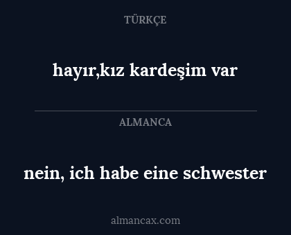 hayır,kız kardeşim var - nein, ich habe eine schwester