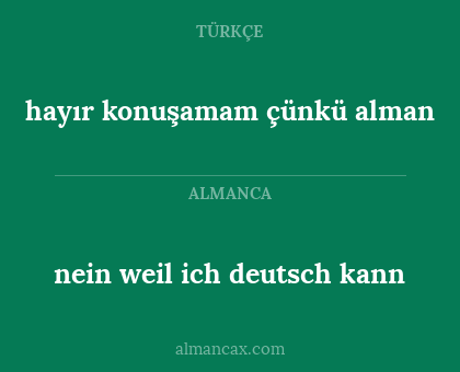hayır konuşamam çünkü alman - nein weil ich deutsch kann