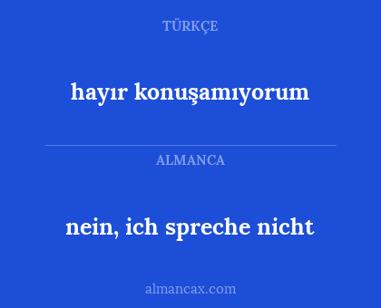 hayır konuşamıyorum - nein, ich spreche nicht