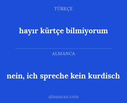 nein, ich spreche kein kurdisch - hayır kürtçe bilmiyorum