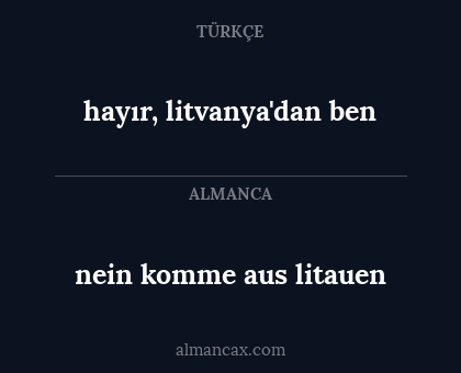 hayır, litvanya'dan ben - nein komme aus litauen
