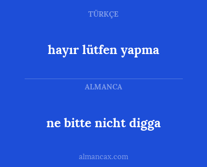 ne bitte nicht digga - hayır lütfen yapma