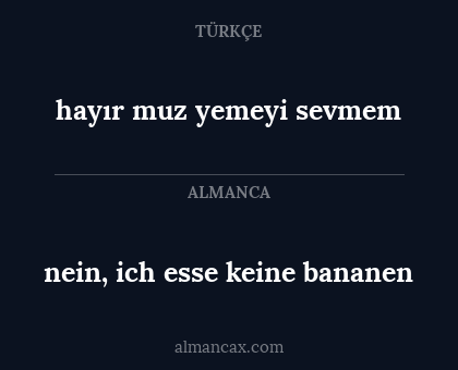 nein, ich esse keine bananen - hayır muz yemeyi sevmem