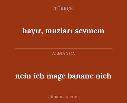 hayır, muzları sevmem - nein ich mage banane nich