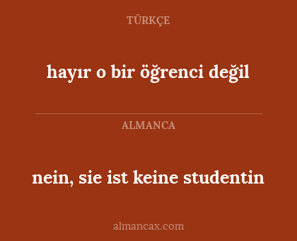 nein, sie ist keine studentin - hayır o bir öğrenci değil