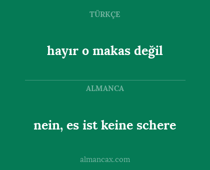 nein, es ist keine schere - hayır o makas değil