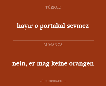 nein, er mag keine orangen - hayır o portakal sevmez