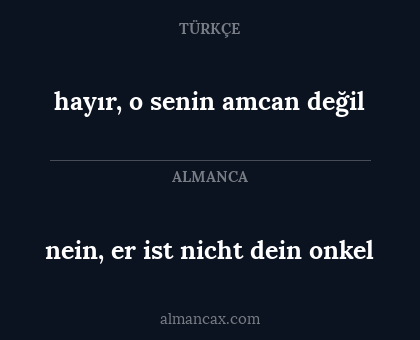 hayır, o senin amcan değil - nein, er ist nicht dein onkel