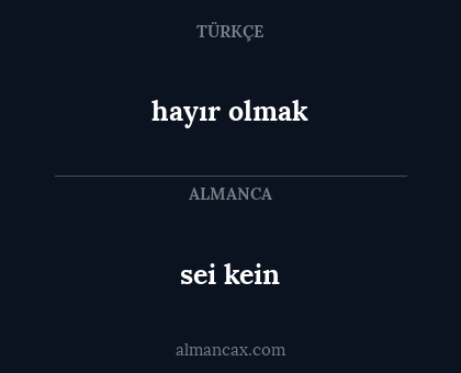 sei kein - hayır olmak