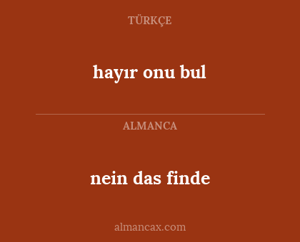 hayır onu bul - nein das finde
