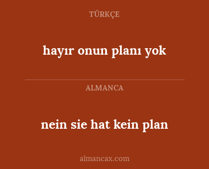 nein sie hat kein plan - hayır onun planı yok