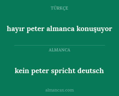 kein peter spricht deutsch - hayır peter almanca konuşuyor
