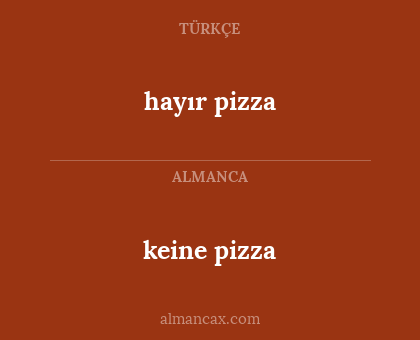 keine pizza - hayır pizza