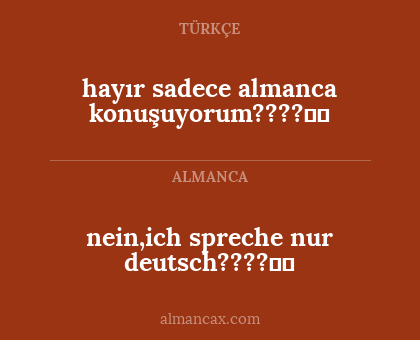 hayır sadece almanca konuşuyorum????✌️ - nein,ich spreche nur deutsch????✌️