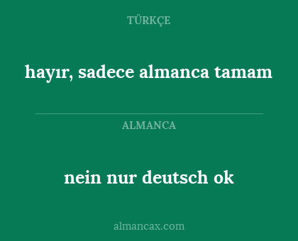 hayır, sadece almanca tamam - nein nur deutsch ok