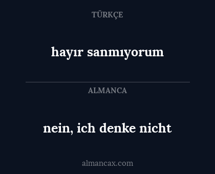 hayır sanmıyorum - nein, ich denke nicht