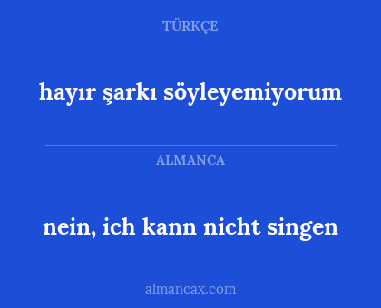 nein, ich kann nicht singen - hayır şarkı söyleyemiyorum