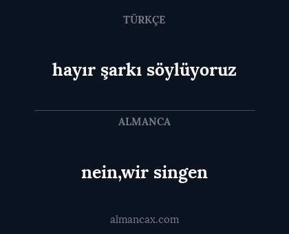 hayır şarkı söylüyoruz - nein,wir singen