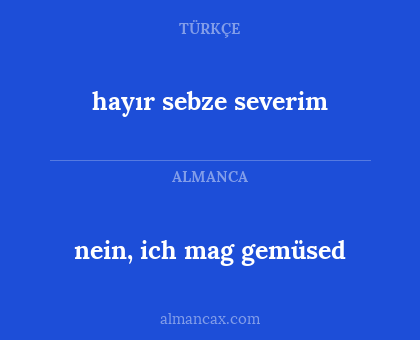 hayır sebze severim - nein, ich mag gemüsed