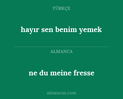 hayır sen benim yemek - ne du meine fresse
