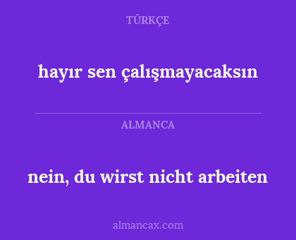 hayır sen çalışmayacaksın - nein, du wirst nicht arbeiten