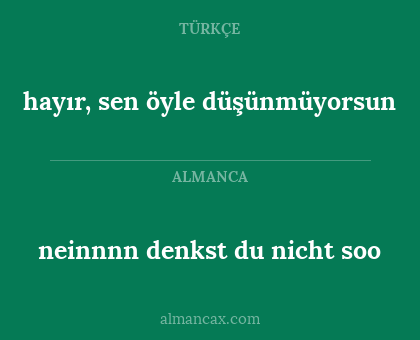 neinnnn denkst du nicht soo - hayır, sen öyle düşünmüyorsun