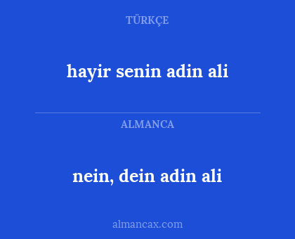 hayir senin adin ali - nein, dein adin ali