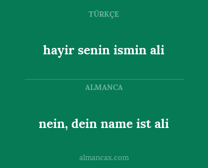 nein, dein name ist ali - hayir senin ismin ali