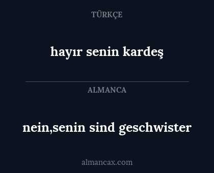 hayır senin kardeş - nein,senin sind geschwister