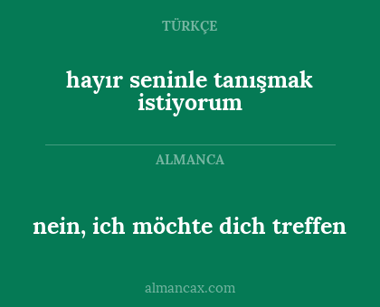 nein, ich möchte dich treffen - hayır seninle tanışmak istiyorum