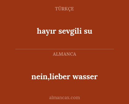 nein,lieber wasser - hayır sevgili su