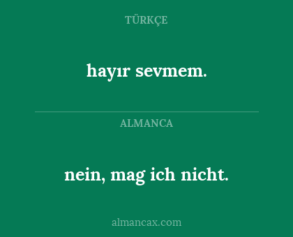 nein, mag ich nicht. - hayır sevmem.