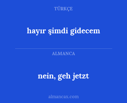 hayır şimdi gidecem - nein, geh jetzt
