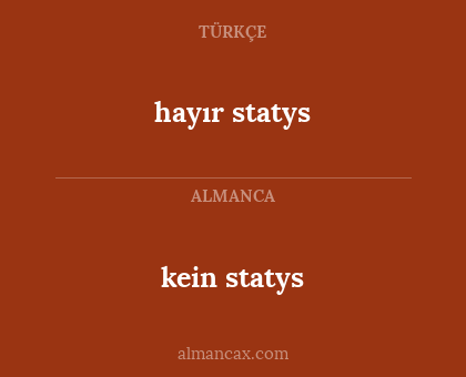 hayır statys - kein statys