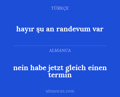 hayır şu an randevum var - nein habe jetzt gleich einen termin