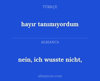 nein, ich wusste nicht, - hayır tanımıyordum