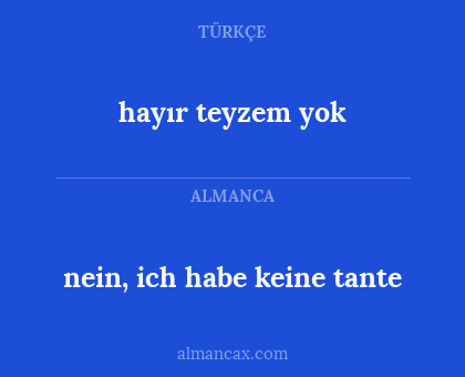 hayır teyzem yok - nein, ich habe keine tante