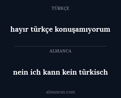 hayır türkçe konuşamıyorum - nein ich kann kein türkisch