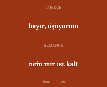 hayır, üşüyorum - nein mir ist kalt