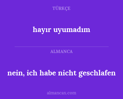 hayır uyumadım - nein, ich habe nicht geschlafen